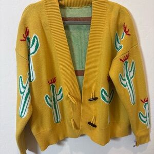 Mustard Yellow Cactus Knit Cardigan